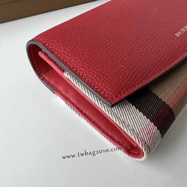 Burberry專門店新款格紋長錢包 巴寶莉小牛皮翻蓋女士錢包 yxb1403